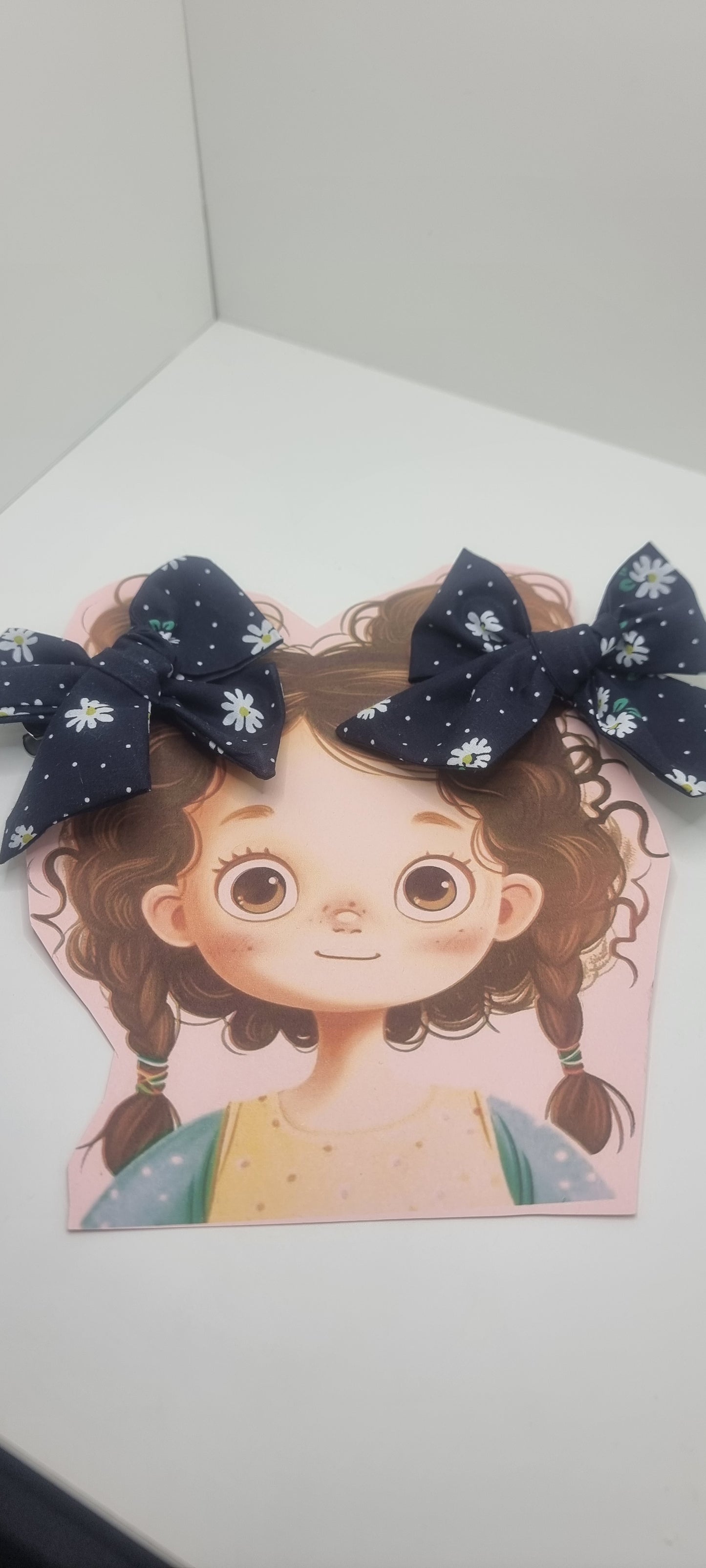 Handmade Pinwheel Cotton Hair Bow Clip for Girls Toddlers set of 2