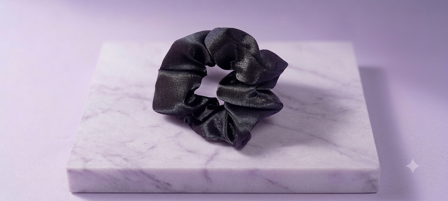 The Midnight Noir Satin Scrunchie