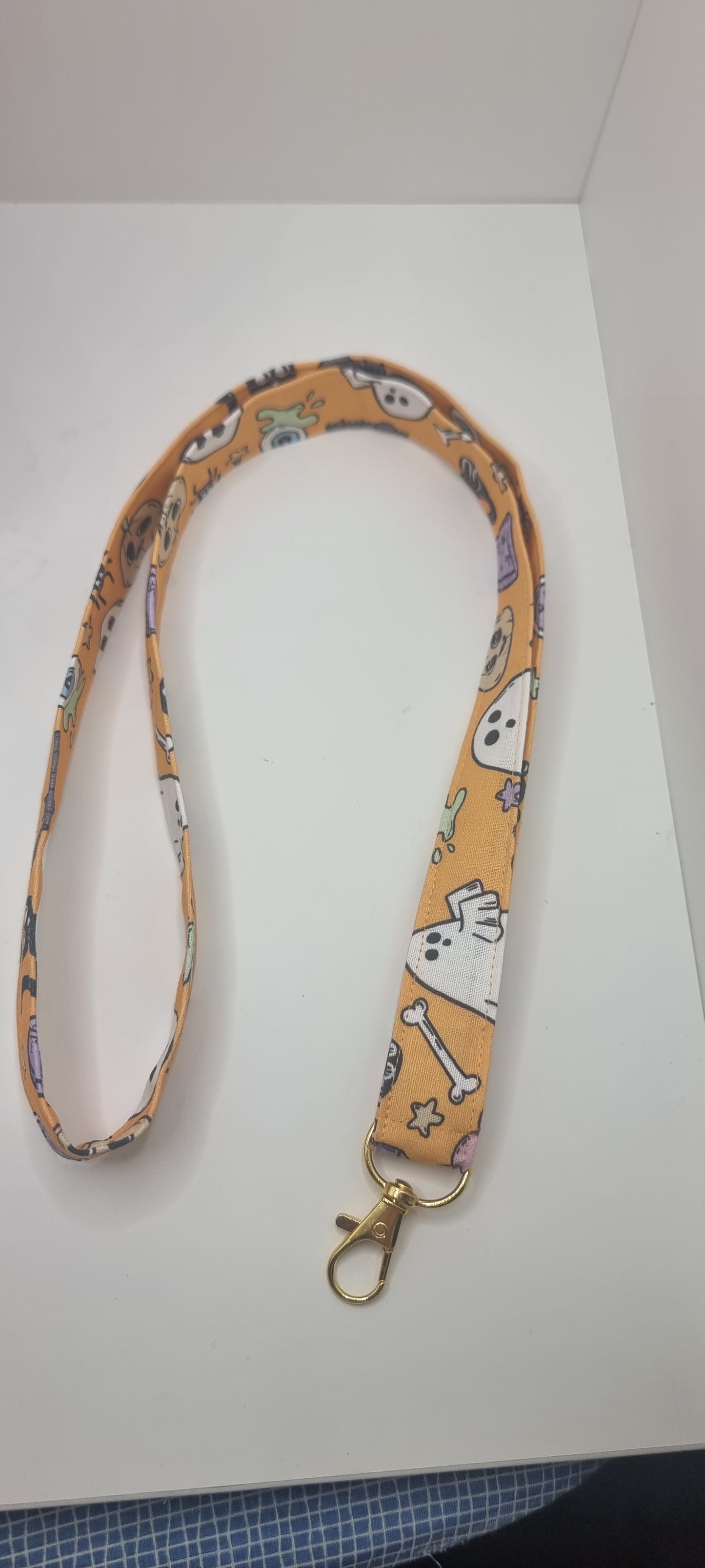 Halloween themed lanyard Halloween Ghost & Bat Fabric Lanyard - Spooky Cute Key & ID Holder