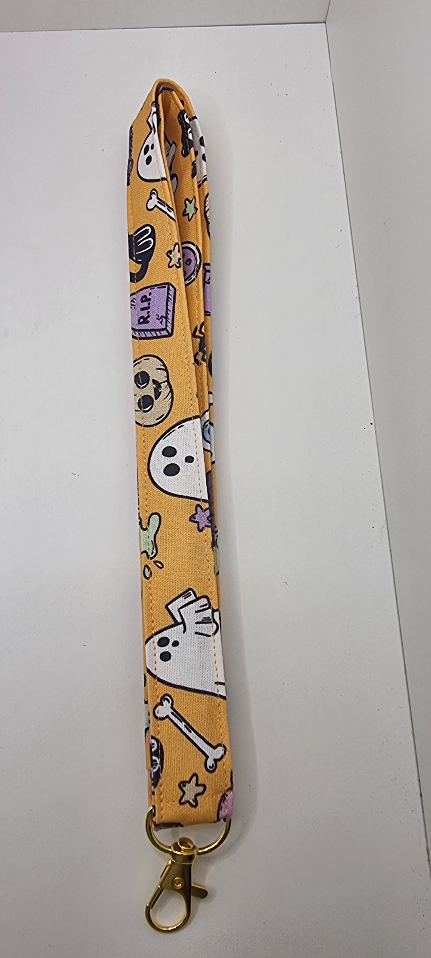 Halloween themed lanyard Halloween Ghost & Bat Fabric Lanyard - Spooky Cute Key & ID Holder