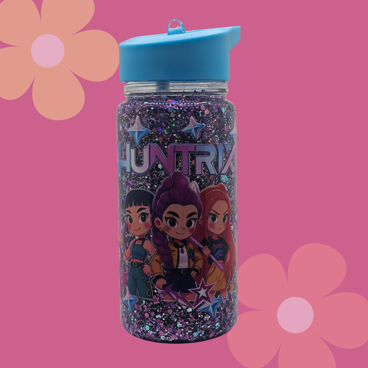 K-Pop Demon Hunters glitter snow globe drink bottle kids