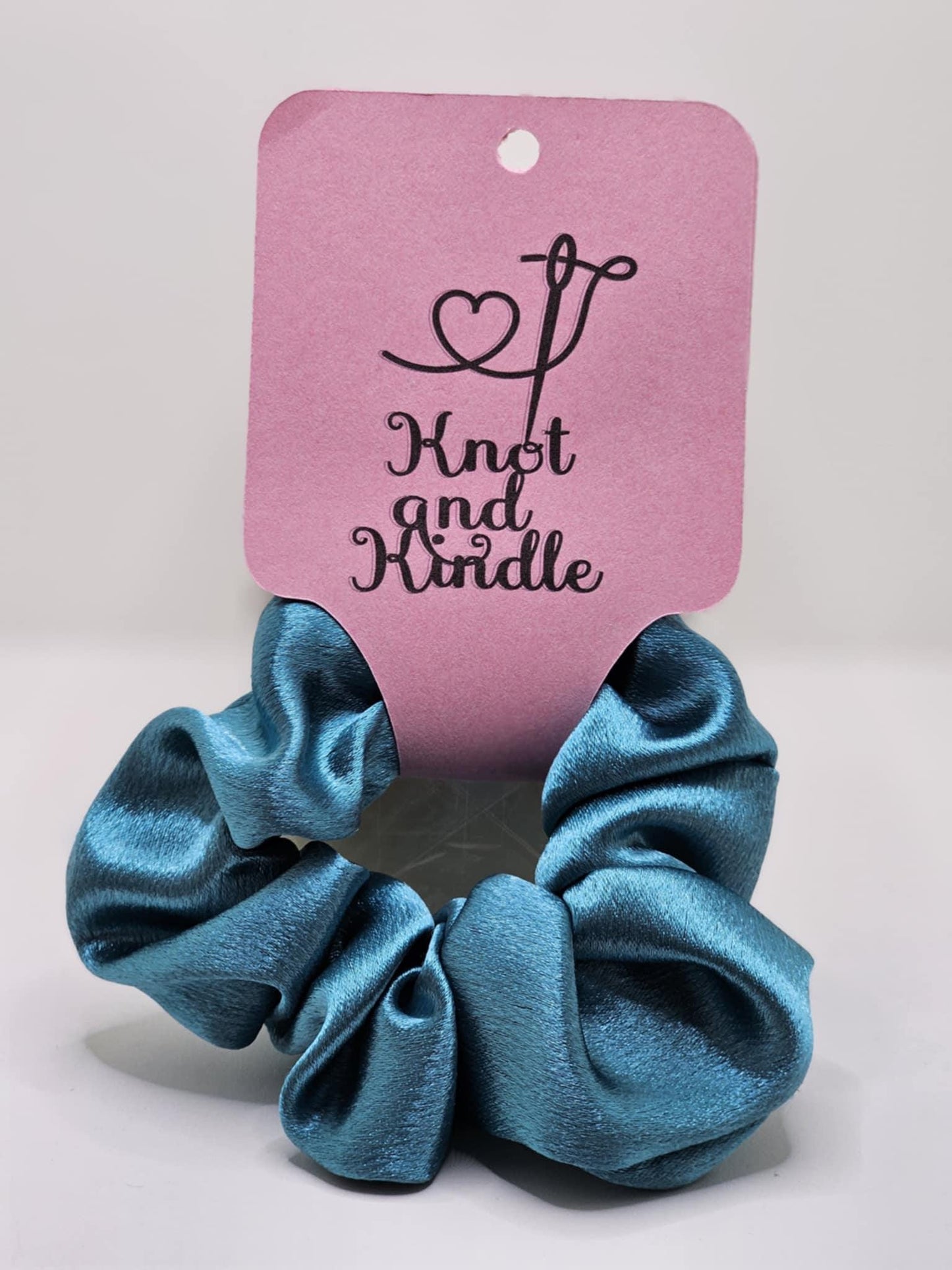 Teal Satin Scrunchie: Handmade Soft Hair Accessory