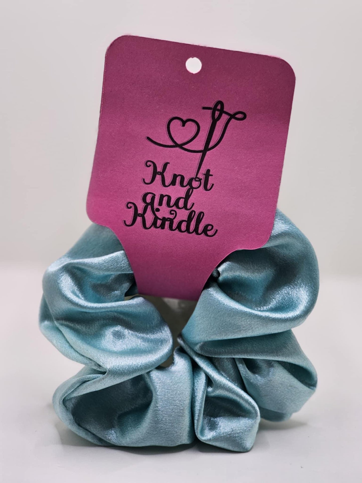 Light Teal Satin Scrunchie: Handmade Hair Accessory