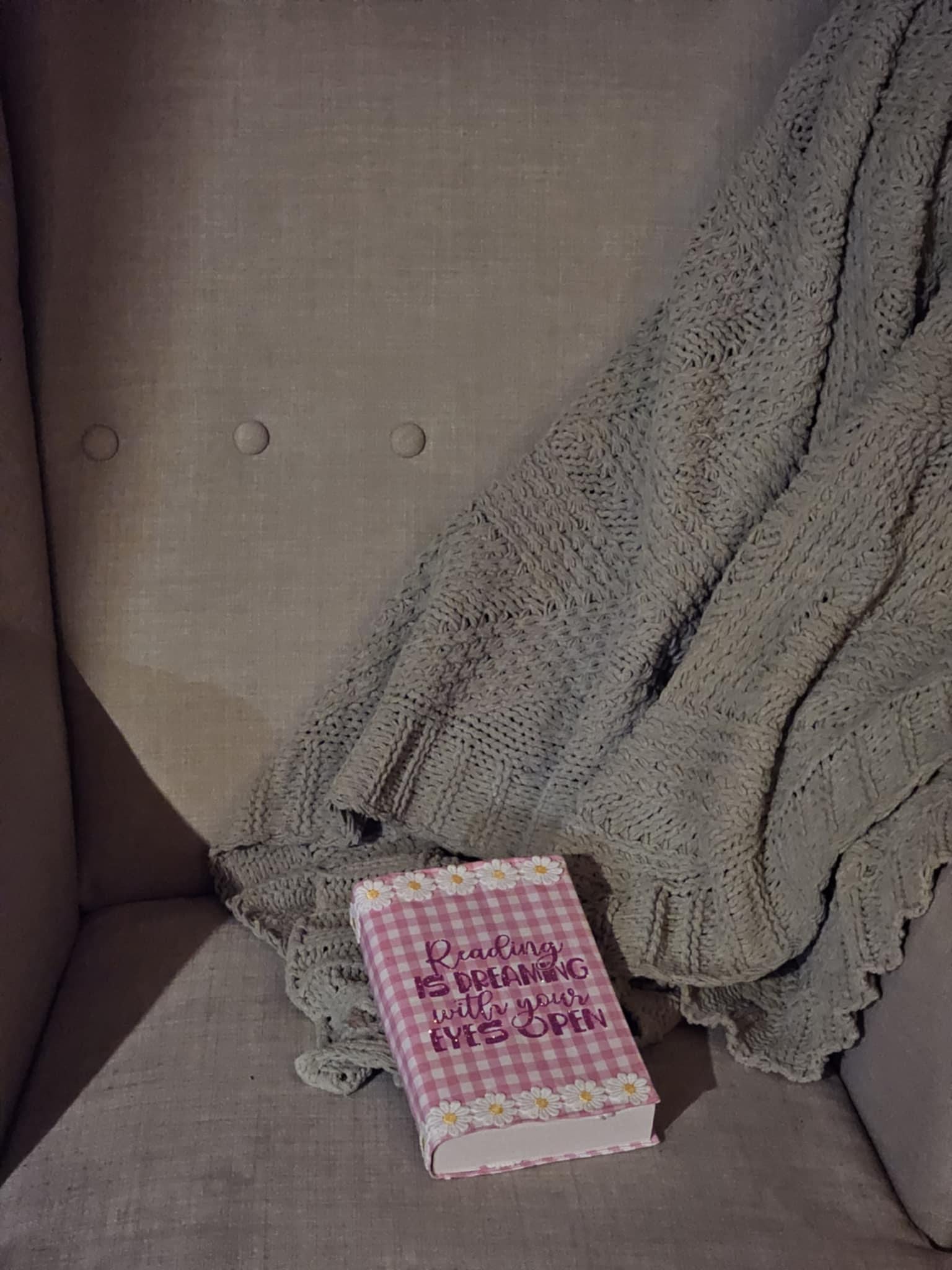 Pink Gingham Book Sleeve with Daisy Trim: Padded Floral Book Cover