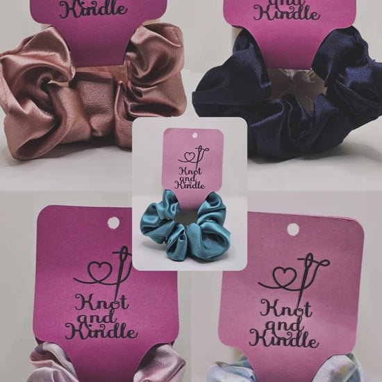 Pink Purple Satin Scrunchie: Handmade Pastel Hair Accessory
