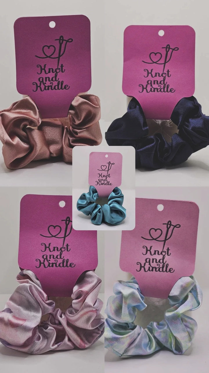 Pink Purple Satin Scrunchie: Handmade Pastel Hair Accessory