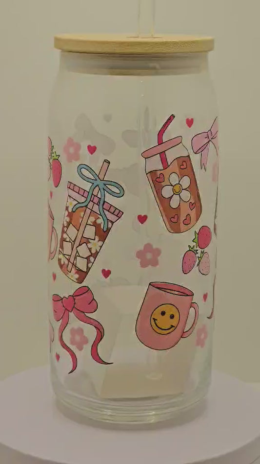 Coffee lovers 16 oz glass tumbers