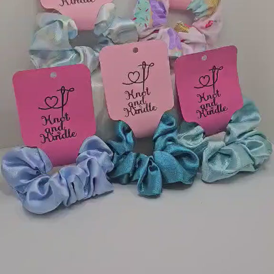 Teal Satin Scrunchie: Handmade Soft Hair Accessory