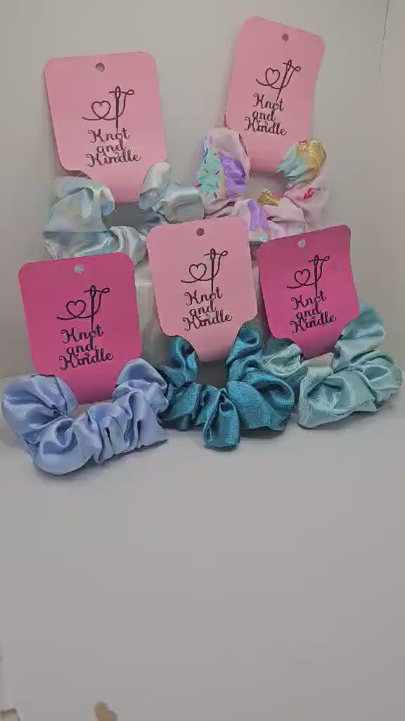 Teal Satin Scrunchie: Handmade Soft Hair Accessory