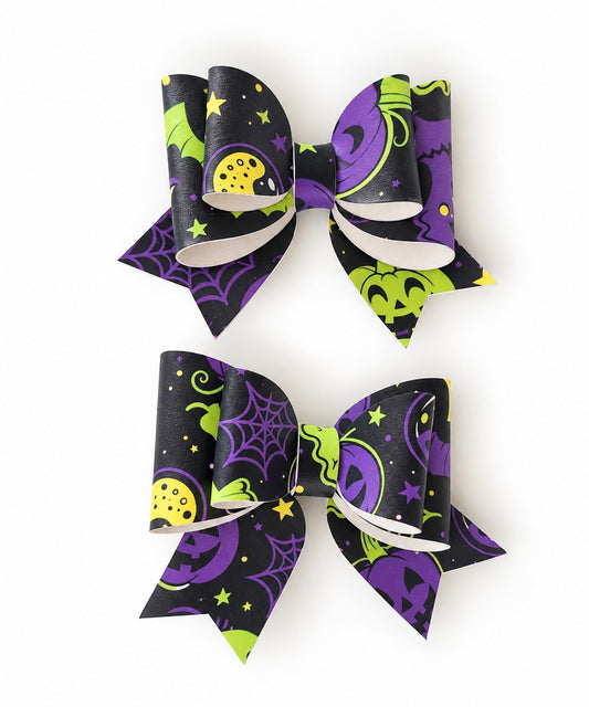 Pumpkin Patch Halloween Hair Bow | Girls Spooky Bow Clips