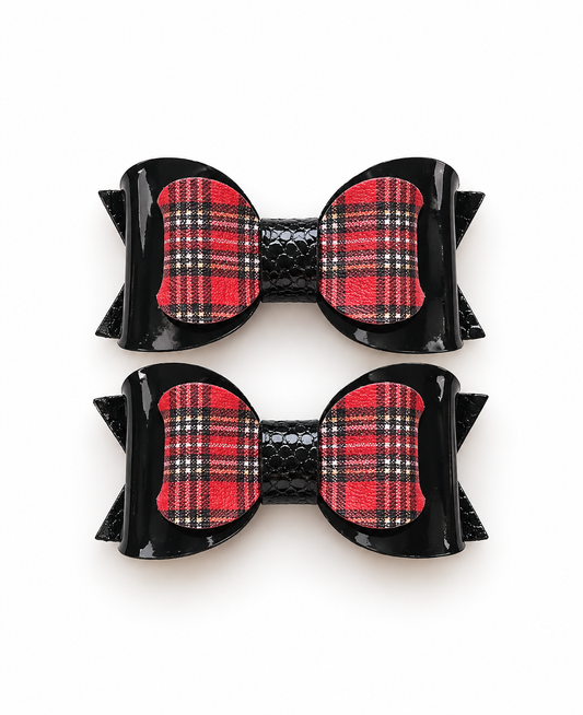 Red Tartan Plaid Hair Bow Clip | Everyday Boutique Hair Bow for Girls | Kids Hair Accessory
