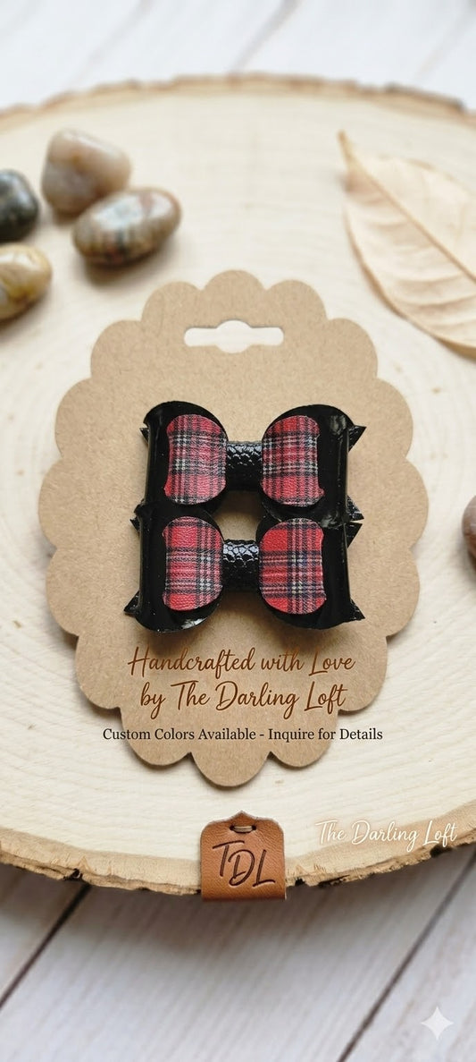 Red Tartan Plaid Hair Bow Clip | Everyday Boutique Hair Bow for Girls | Kids Hair Accessory