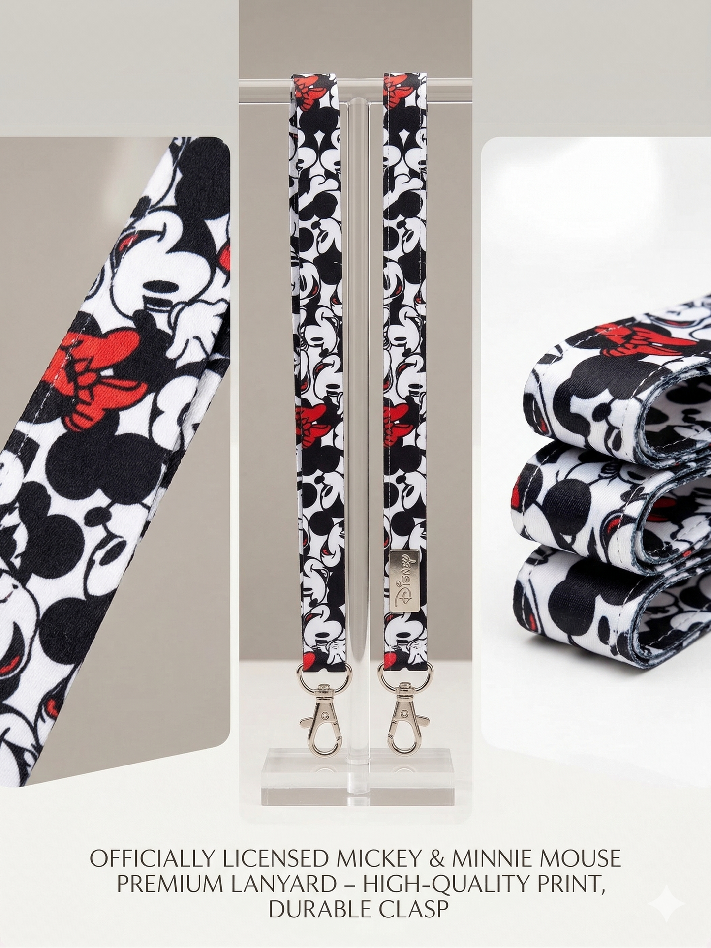 Mickey & Minnie Mouse Lanyard | ID Badge Holder | Disney Character Neck Strap