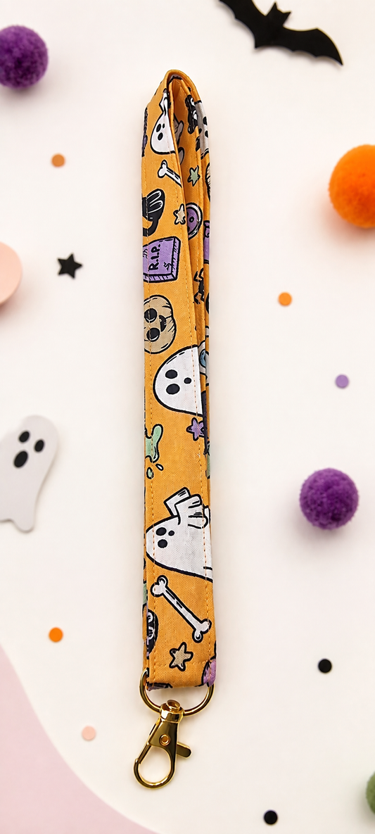 Halloween Lanyard | Spooky Ghost, Pumpkin, Witch Print
