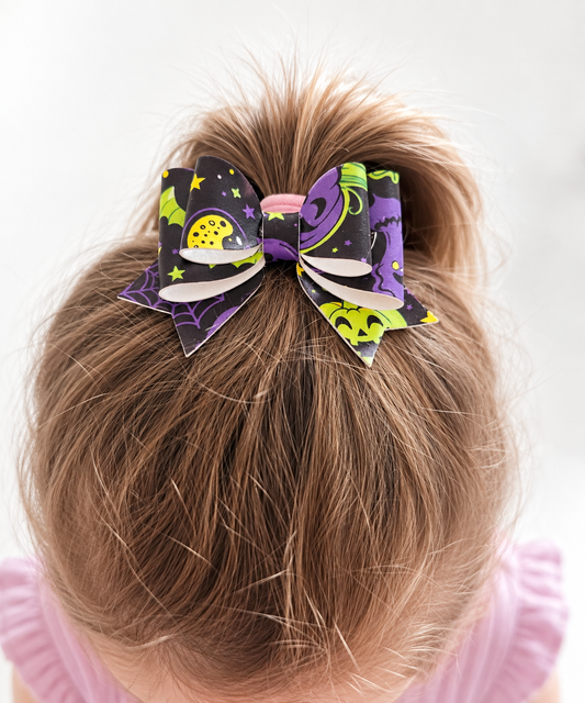 Pumpkin Patch Halloween Hair Bow | Girls Spooky Bow Clips