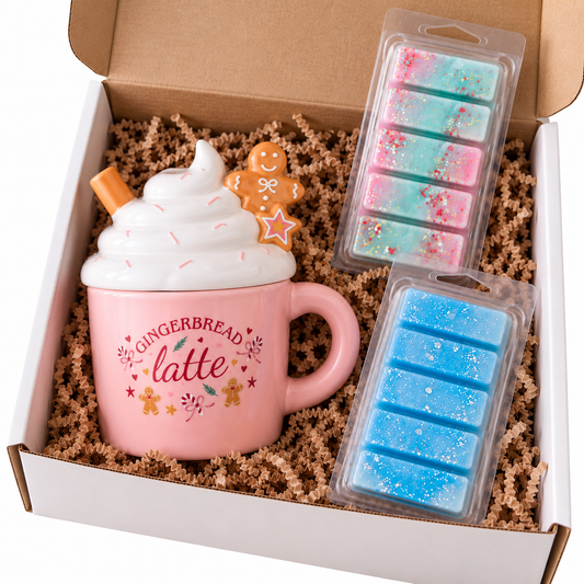 Pink Gingerbread Christmas Bundle - Pink Gingerbread Latte Burner + Choose 2 Christmas Wax Melts