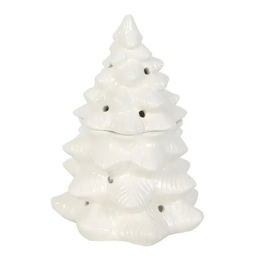 White ceramic Christmas tree wax melt burner and Christmas decoration
